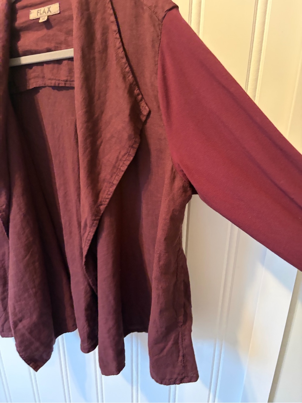Flax Open-front Drape Cardigan Linen Cotton Blend Sleeves Size Medium - Picture 6 of 11